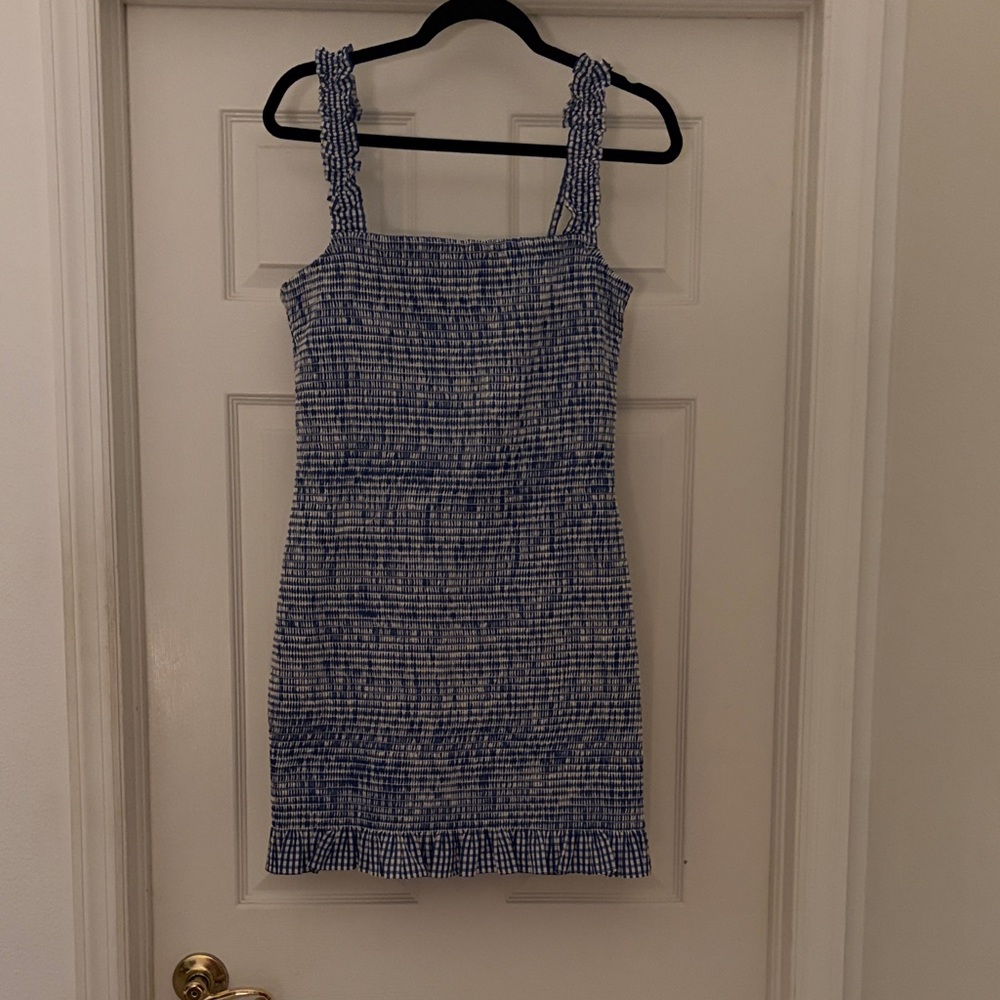 Gianni Bini Navy and White Textured Mini Dress